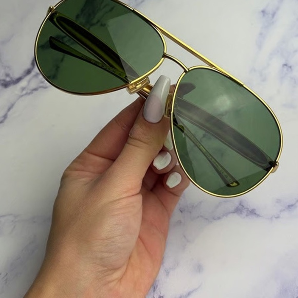Bottega Veneta Gold and Green Sunglasses
